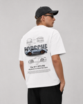 “911 GT3 RS” Automotive Blueprint Back-Print Oversized Tee – Black