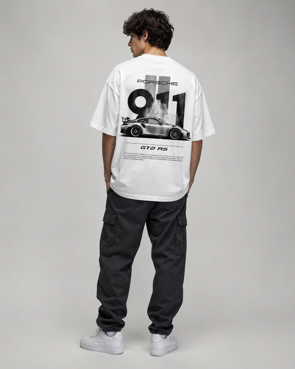 “911 GT2 RS” Motorsport Back-Print Oversized Tee – White