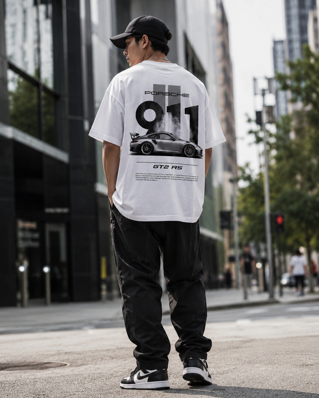 “911 GT2 RS” Motorsport Back-Print Oversized Tee – White