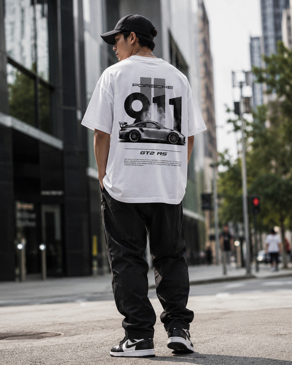 “911 GT2 RS” Motorsport Back-Print Oversized Tee – White
