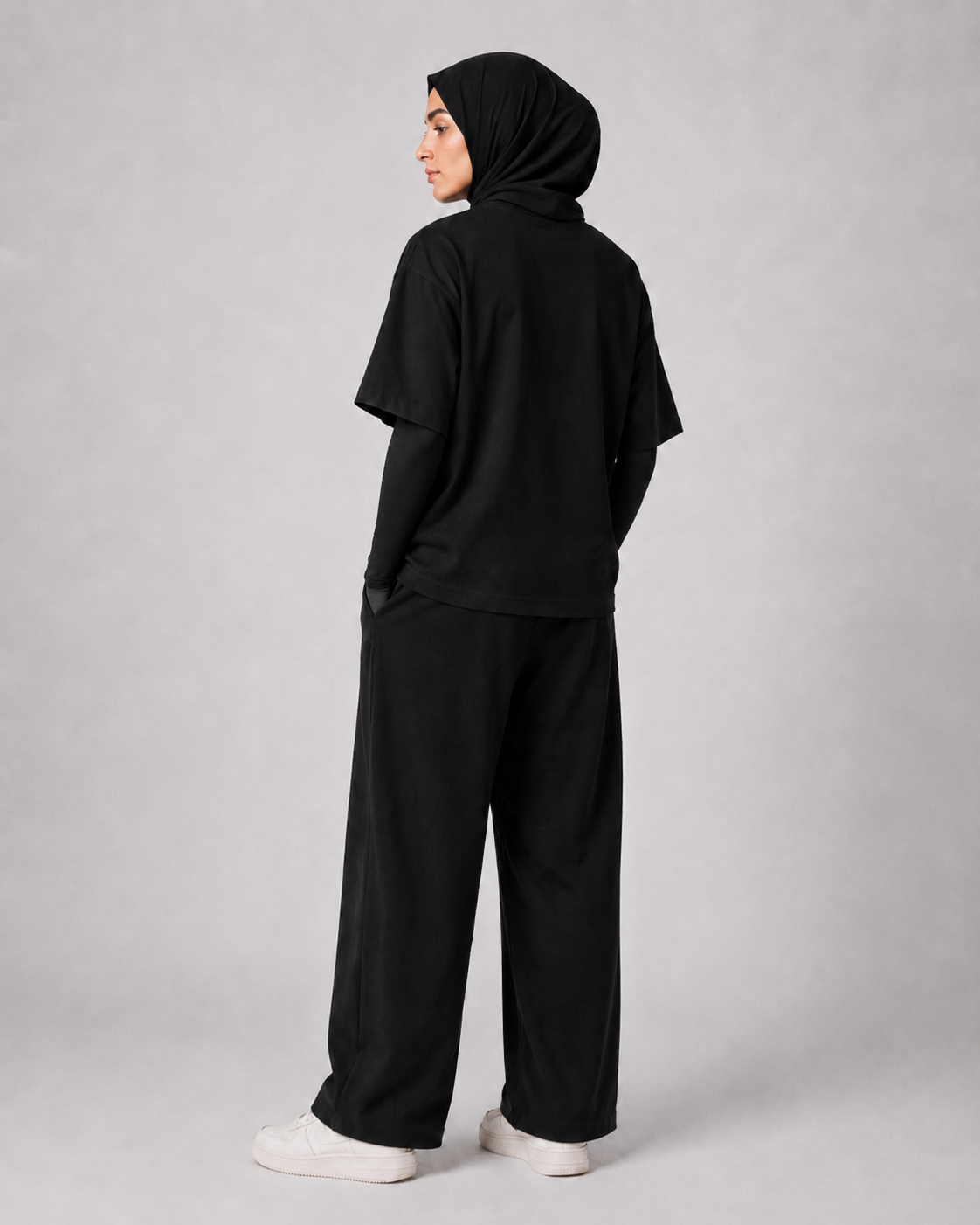 "Calligraphy" Crescent Back-Print Oversized Tee – Women