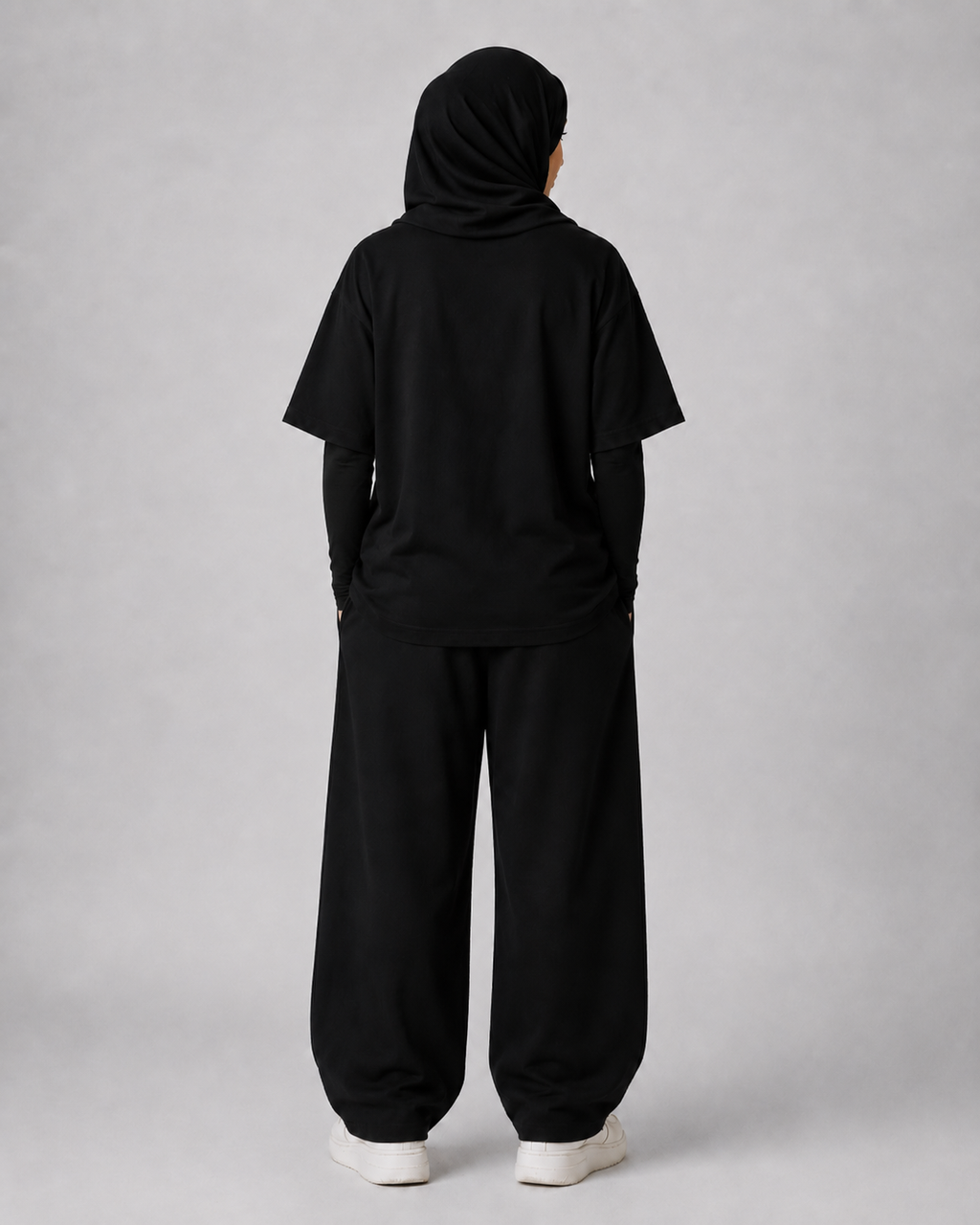 "Calligraphy" Crescent Back-Print Oversized Tee – Women
