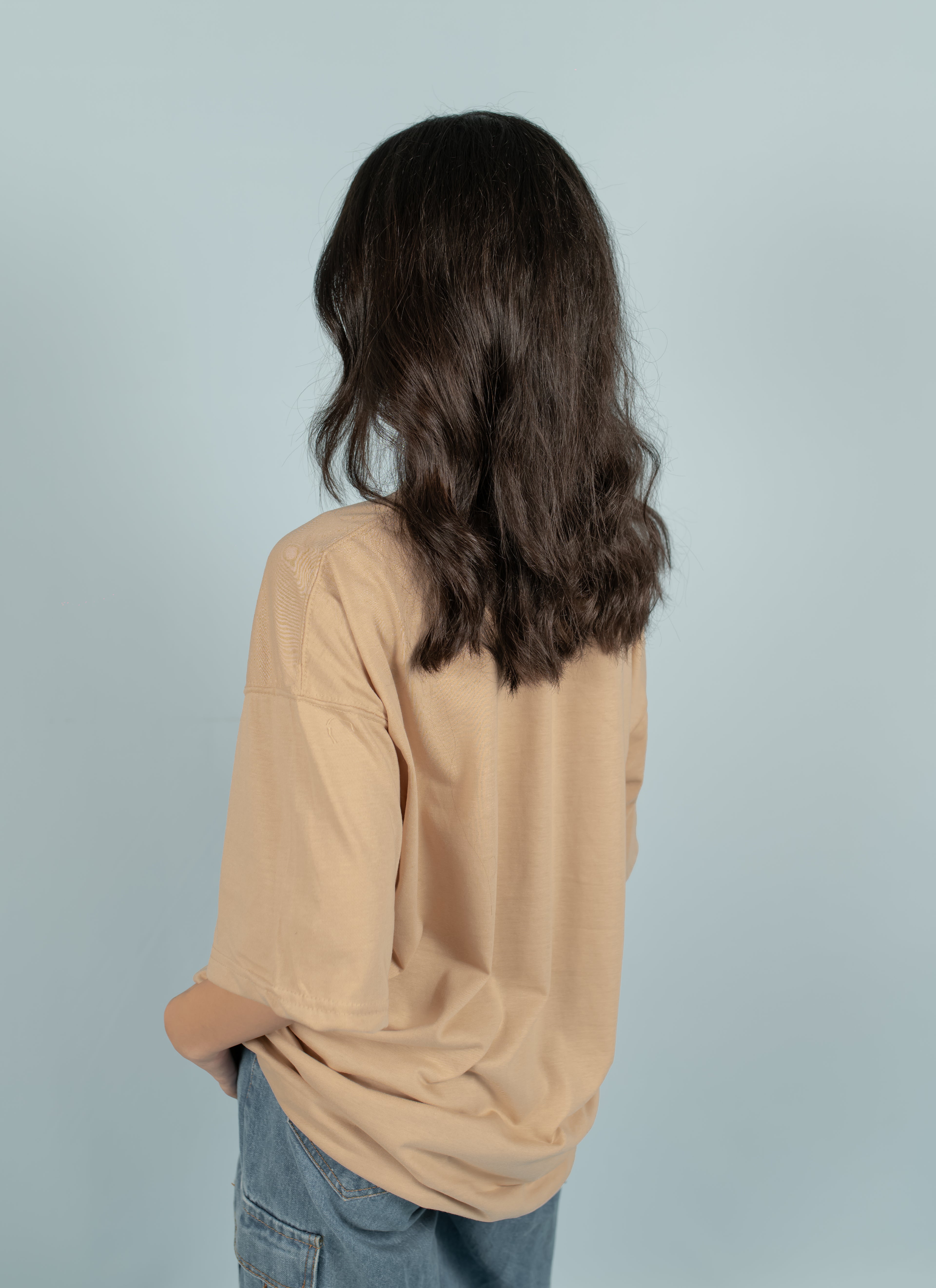 Unisex Beige Drop-Shoulder Cotton Tee