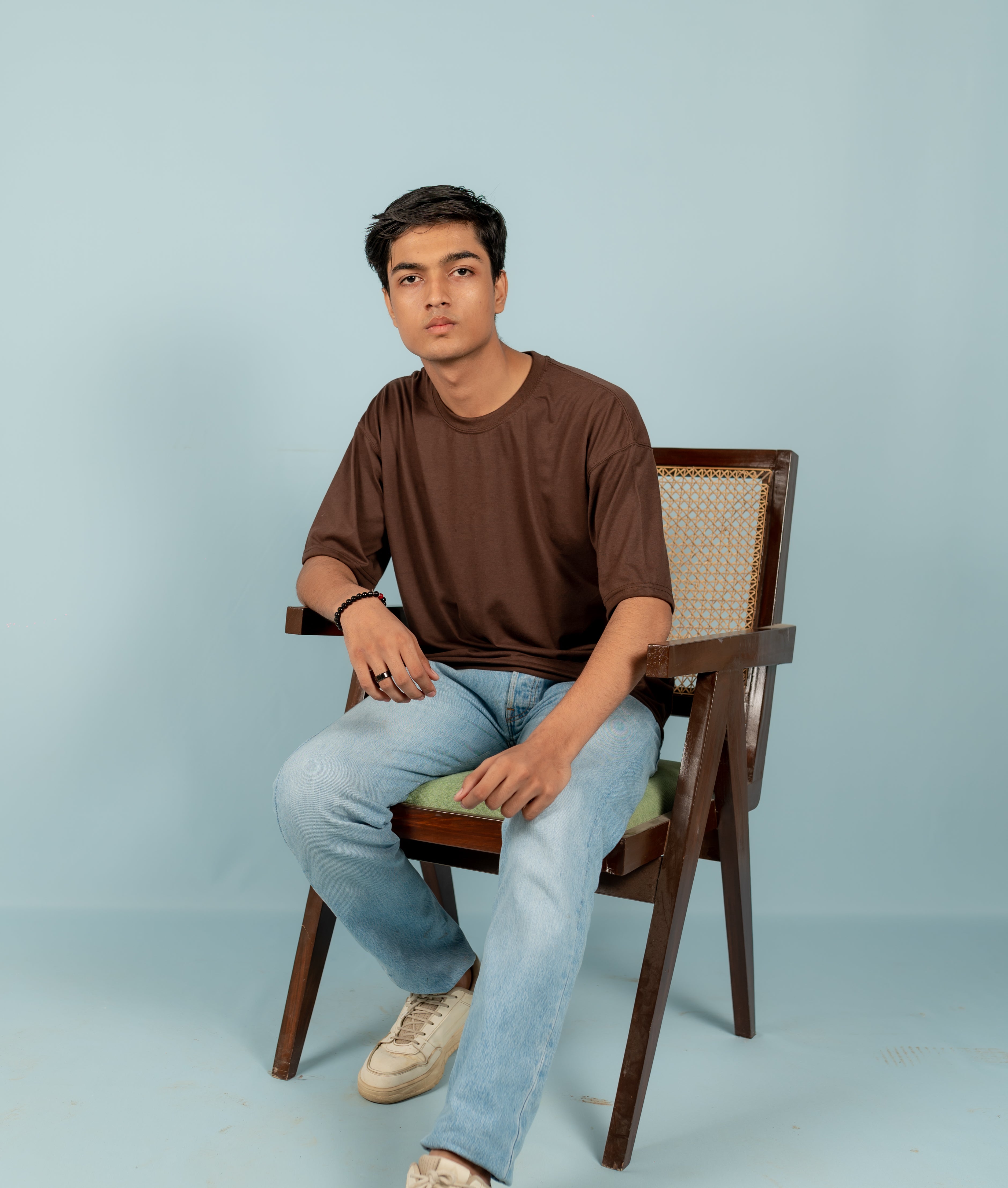 Unisex Brown Drop-Shoulder Cotton Tee