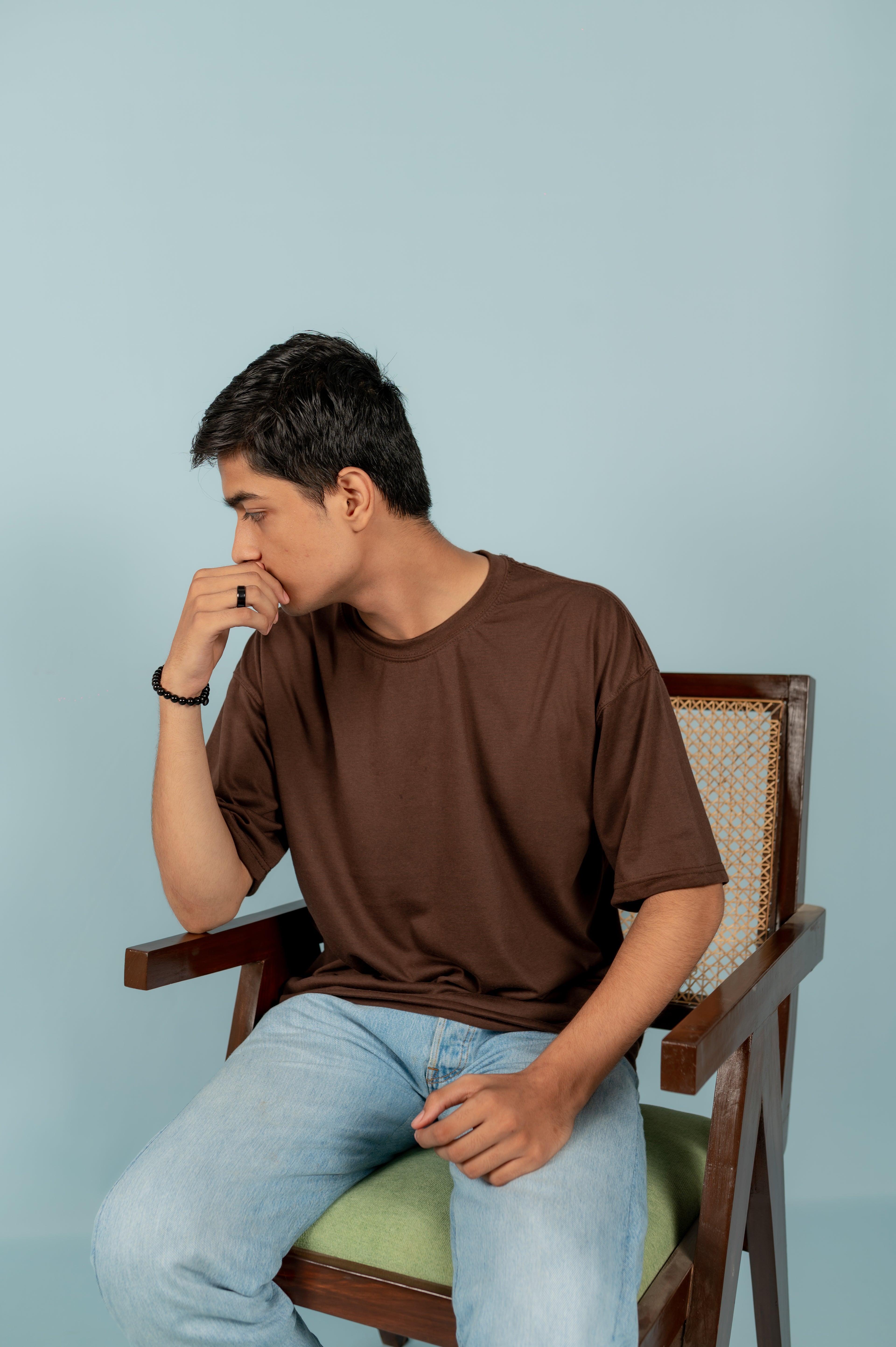 Unisex Brown Drop-Shoulder Cotton Tee