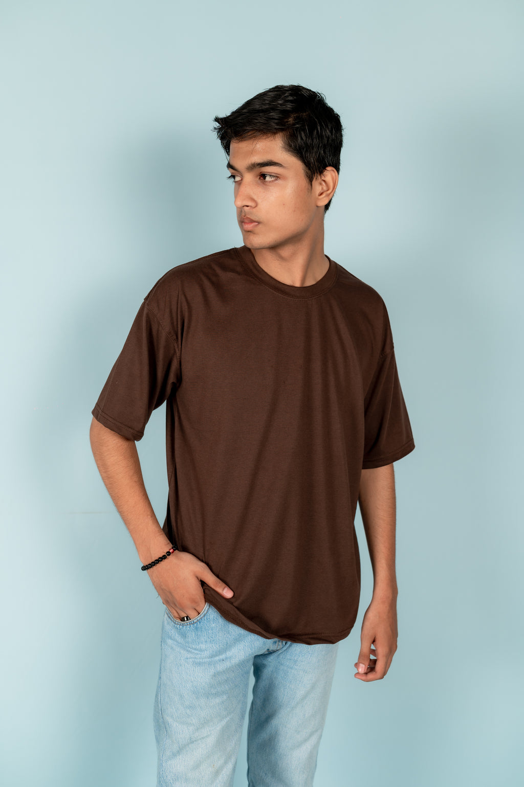 Unisex Brown Drop-Shoulder Cotton Tee