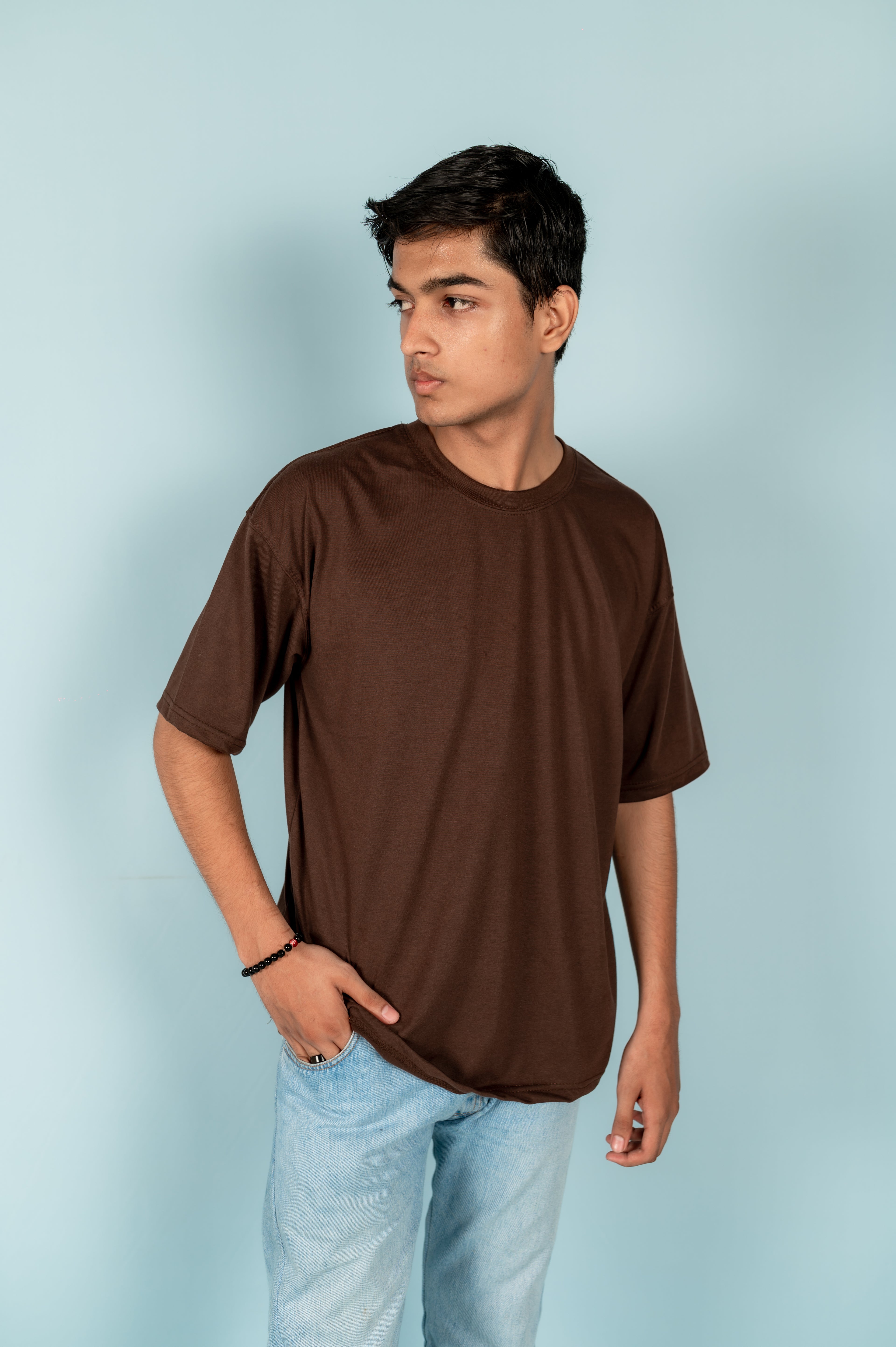Unisex Brown Drop-Shoulder Cotton Tee
