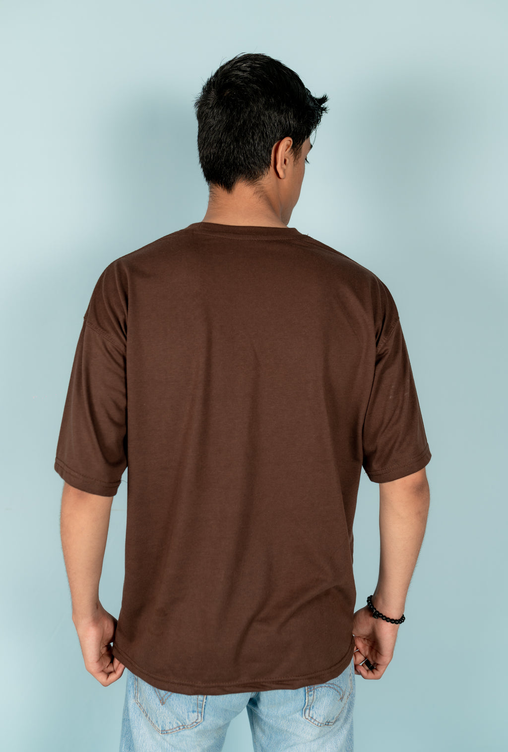 Unisex Brown Drop-Shoulder Cotton Tee