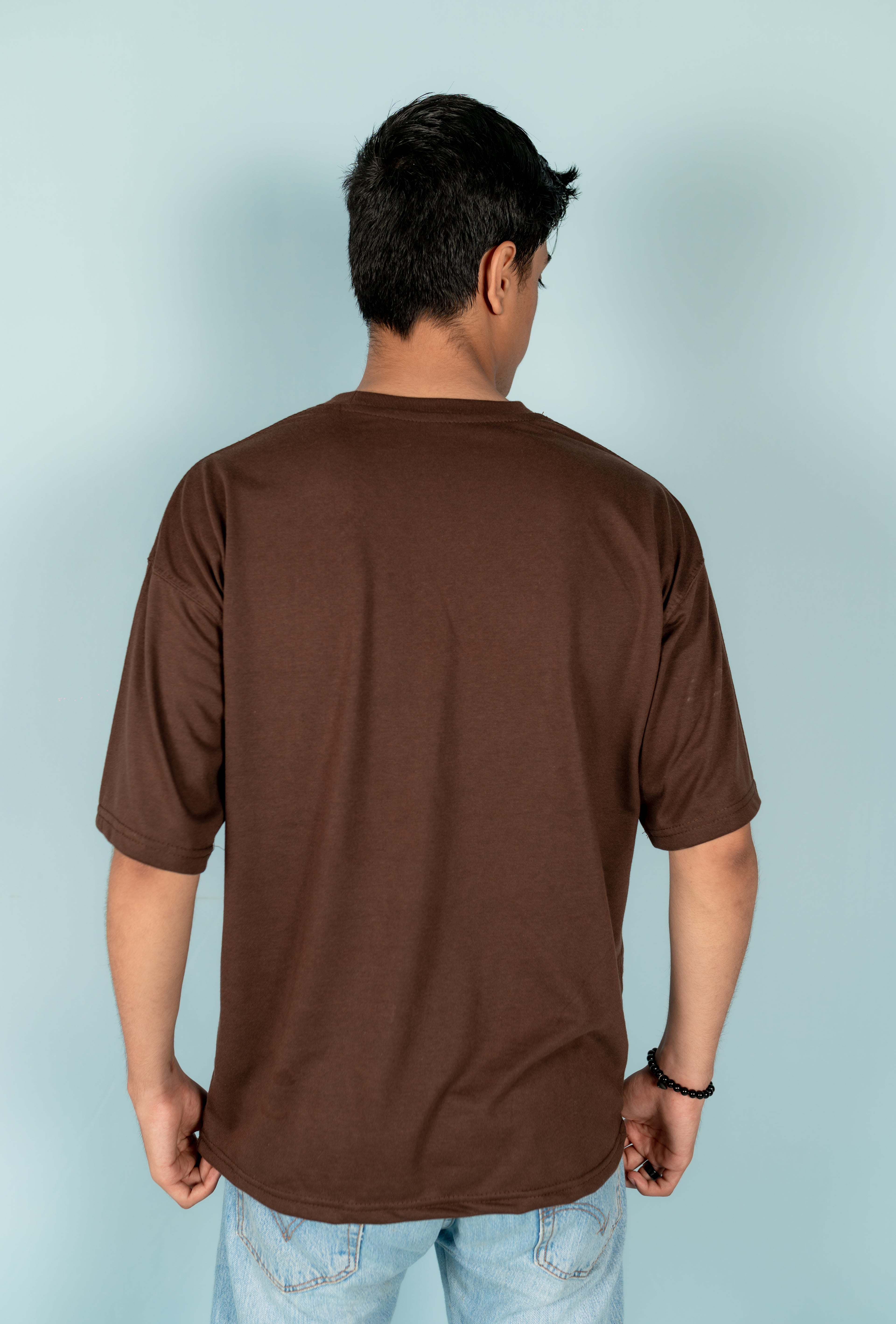 Unisex Brown Drop-Shoulder Cotton Tee