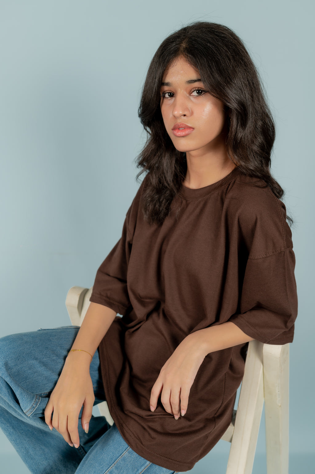 Unisex Brown Drop-Shoulder Cotton Tee