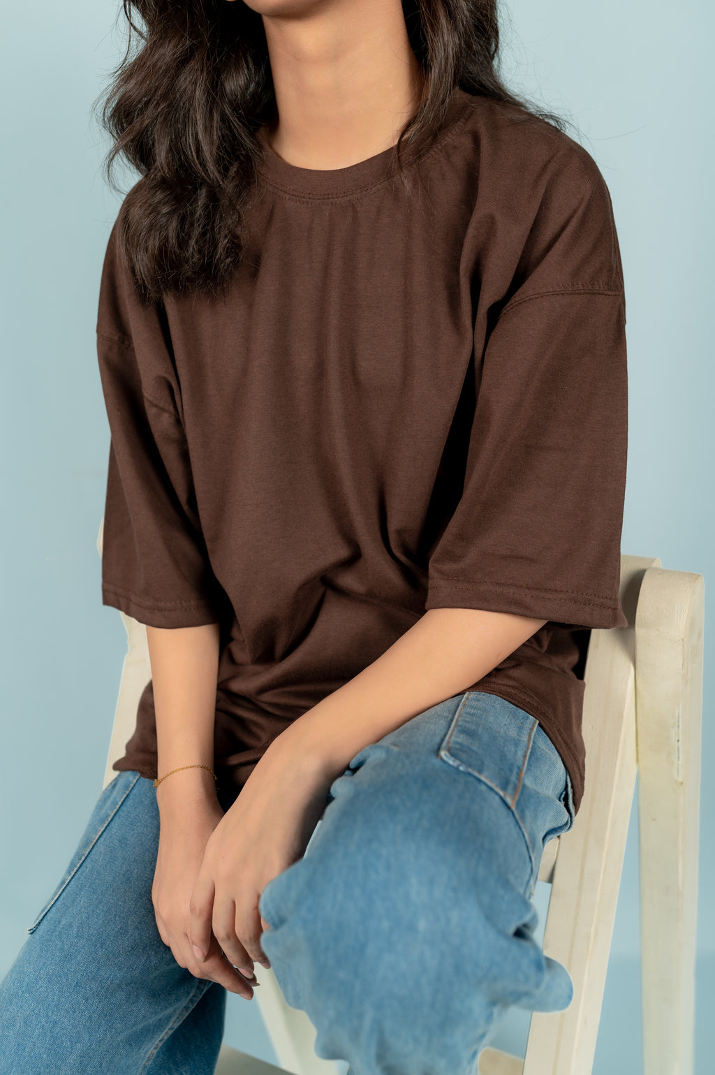 Unisex Brown Drop-Shoulder Cotton Tee