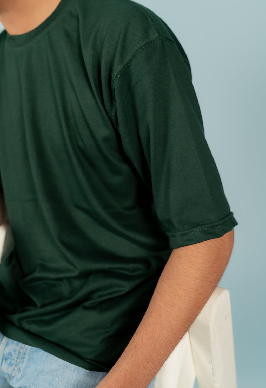 Unisex Green Drop-Shoulder Cotton Tee