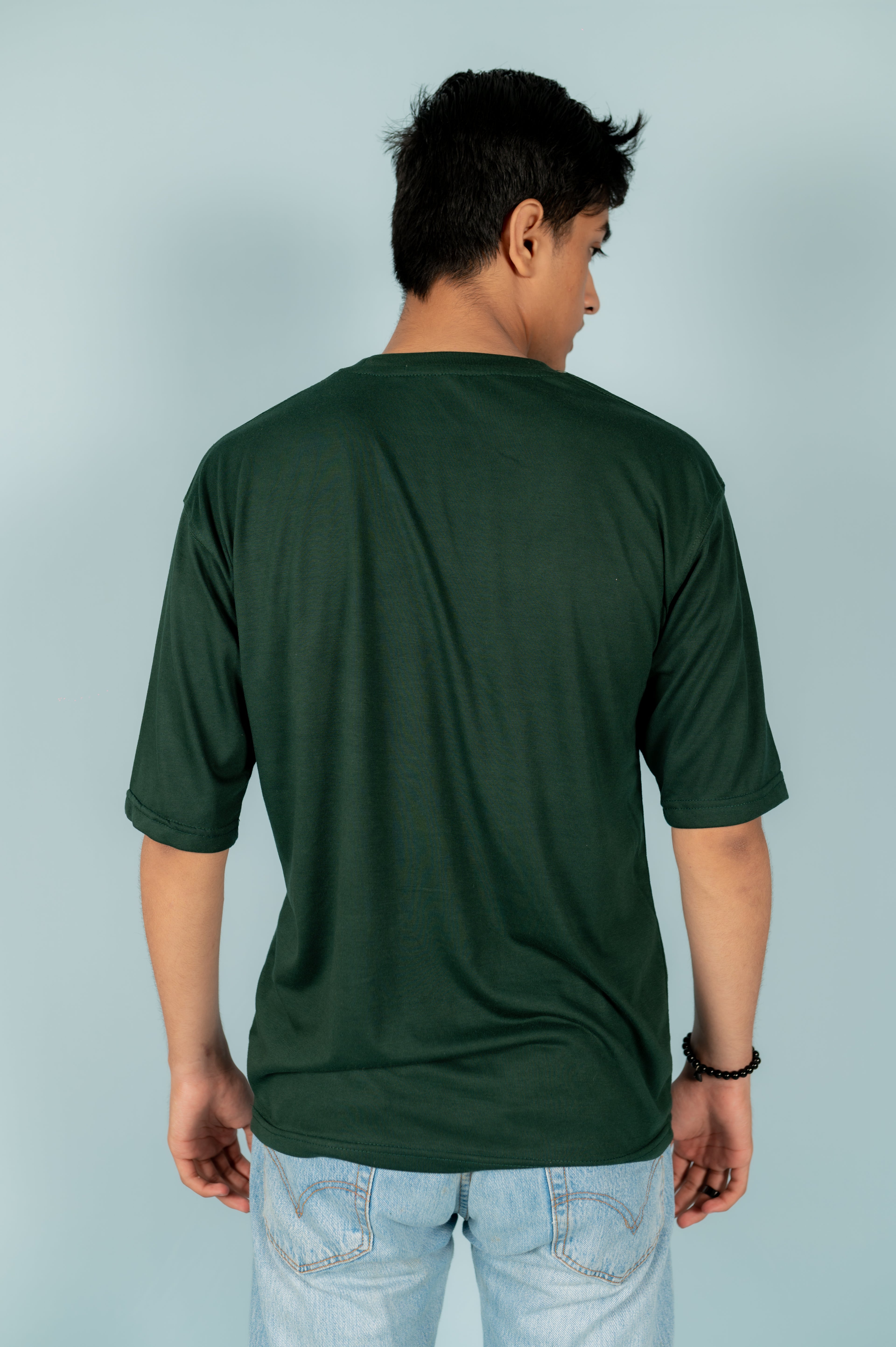 Unisex Green Drop-Shoulder Cotton Tee