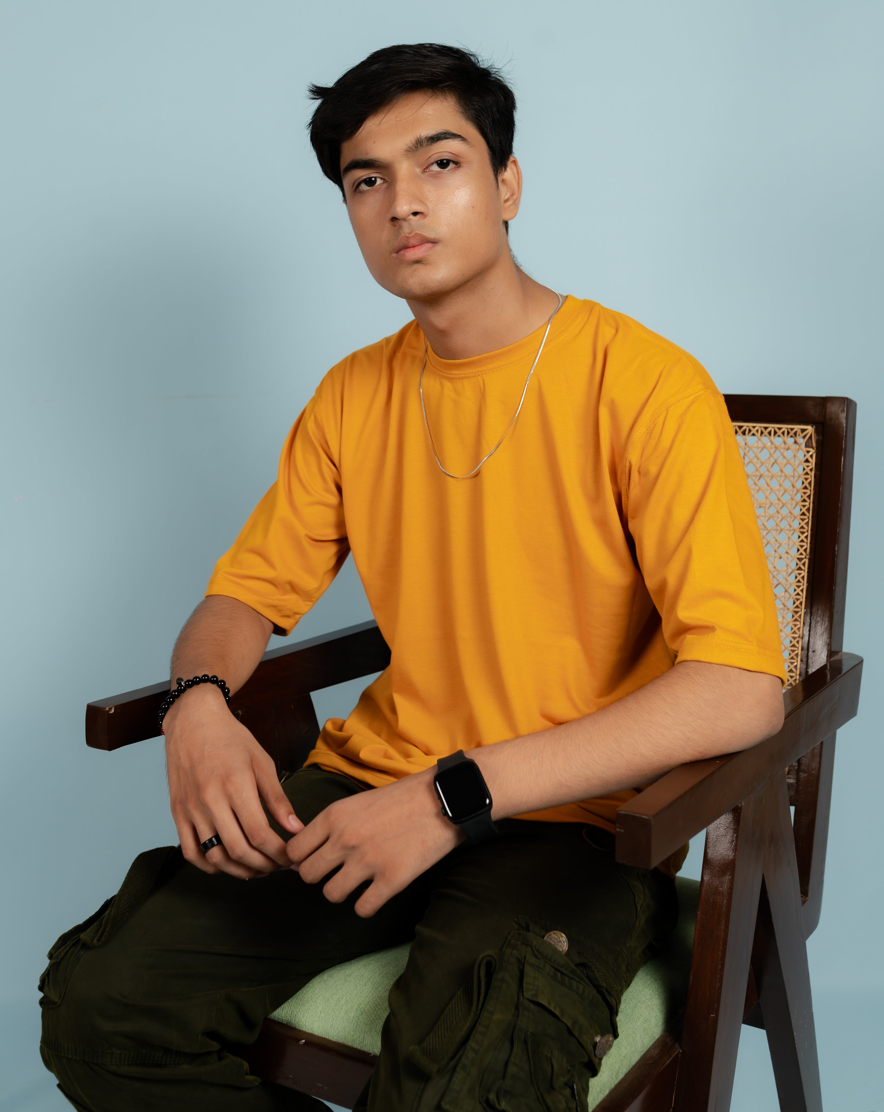 Unisex Mustard Drop-Shoulder Cotton Tee