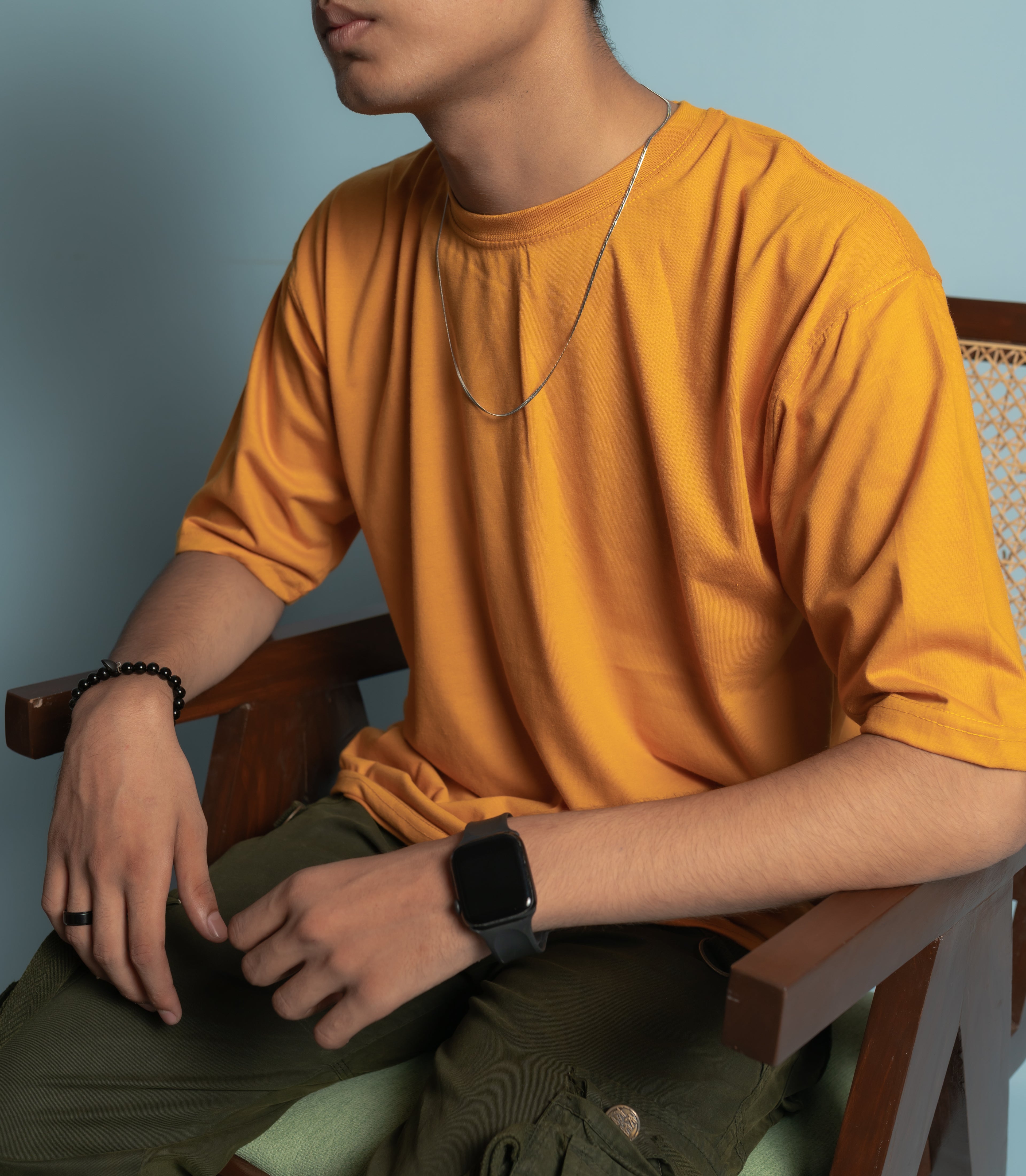 Unisex Mustard Drop-Shoulder Cotton Tee
