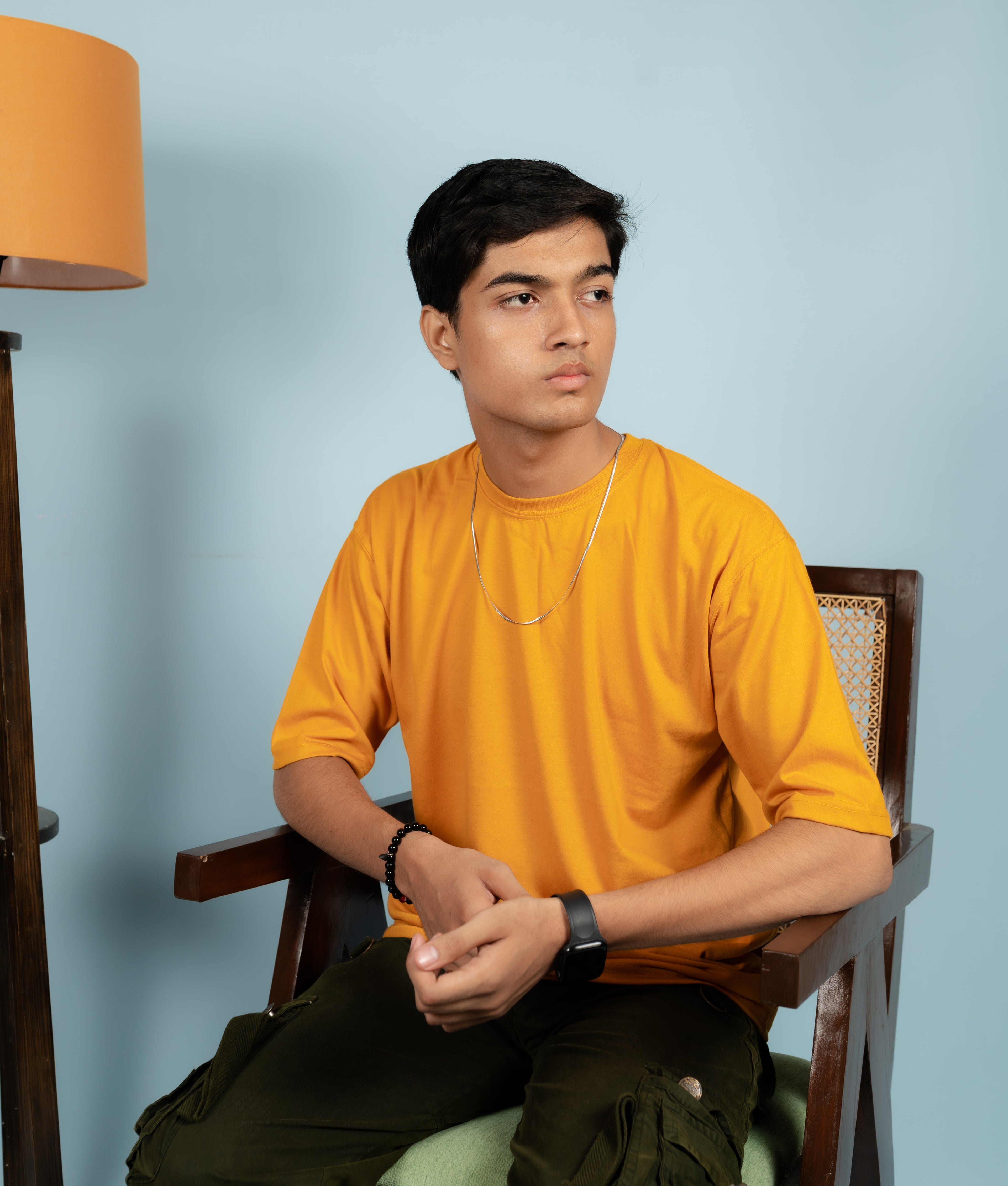 Unisex Mustard Drop-Shoulder Cotton Tee