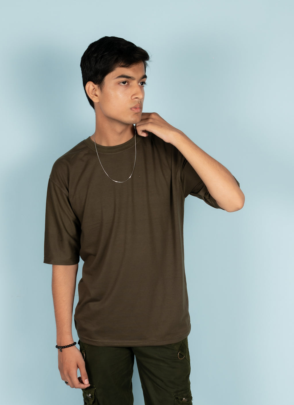 Unisex Brown Drop-Shoulder Cotton Tee