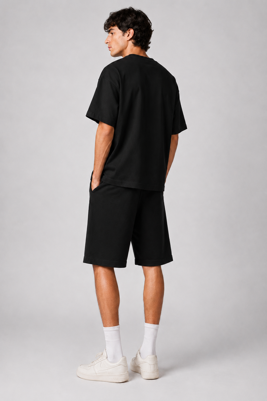 Fine Jersey Gothic Calligraphy Print Drop Shoulder T-Shirt