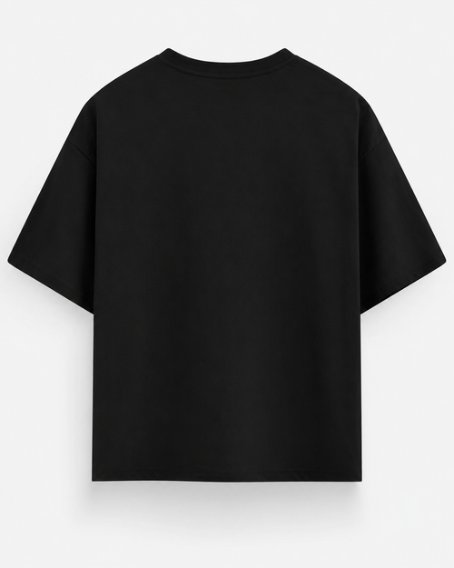 Fine Jersey Gothic Calligraphy Print Drop Shoulder T-Shirt