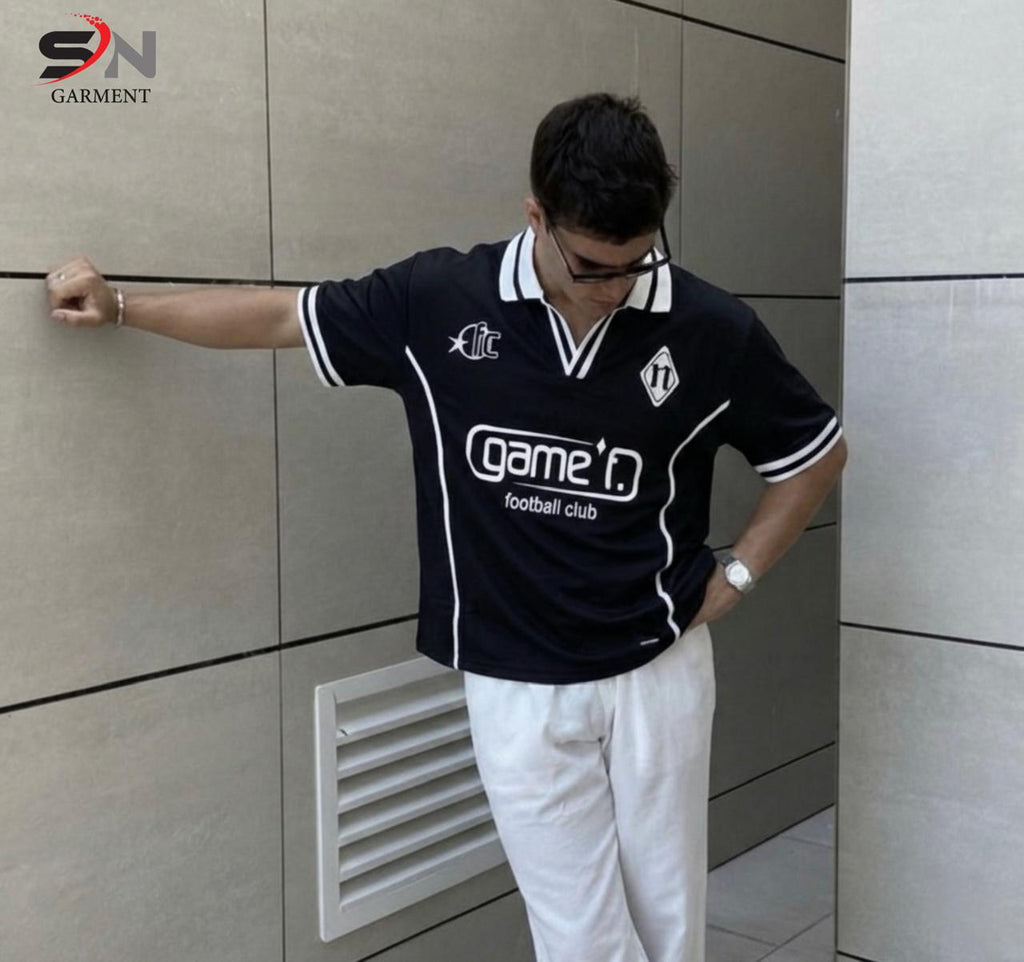 Twin stripe collar printed polo