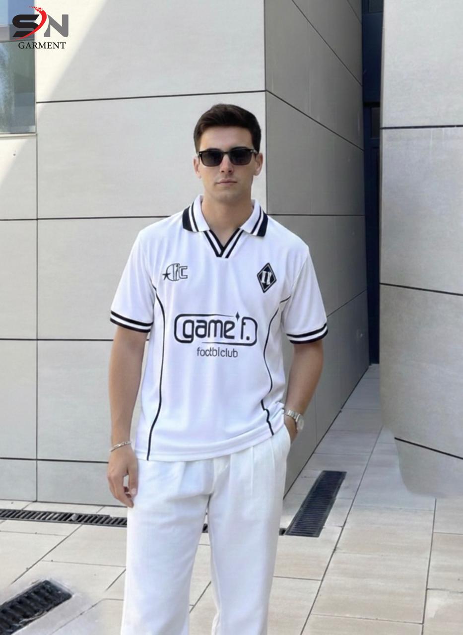 Twin stripe collar printed polo